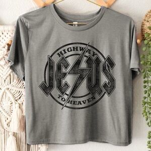 Gray Graphic Tee with 'Jesus' Print